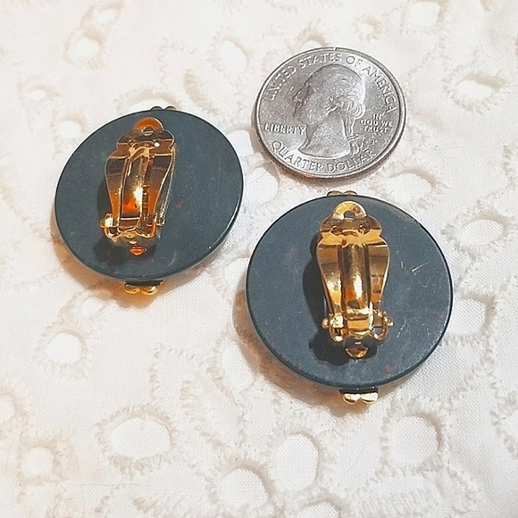 𝅺KAI YIN LO Vintage Bloodstone Sterling Earrings - Picture 3 of 5